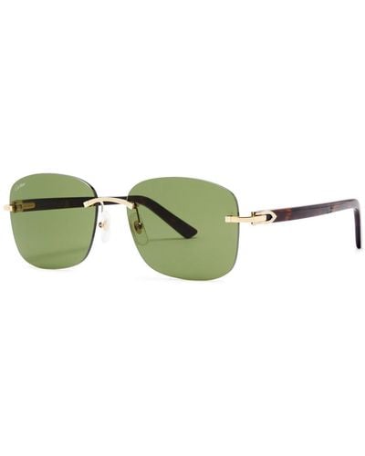Cartier C Décor Rimless Square-frame Sunglasses - Green