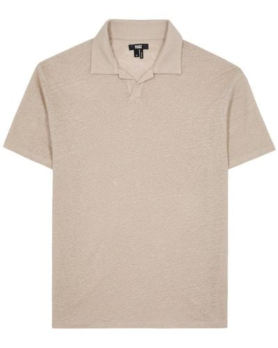 PAIGE Shelton Linen Polo Shirt - Natural