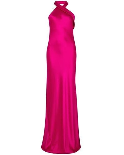 Galvan London Pandora Fuschia Silk Gown - Pink