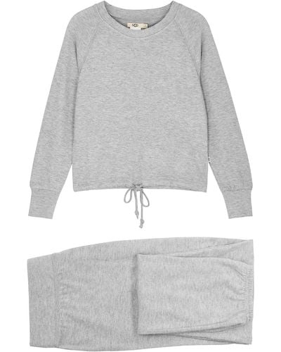 UGG Gable Brushed Knit Pyjama Set , Nightwear, Crew Neck - Grey