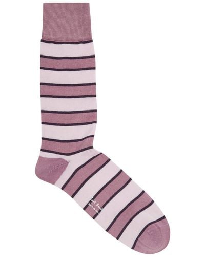 Paul Smith Eric Striped Stretch-cotton Socks - Purple