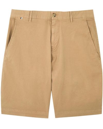 BOSS Slice Stretch-Cotton Shorts - Natural