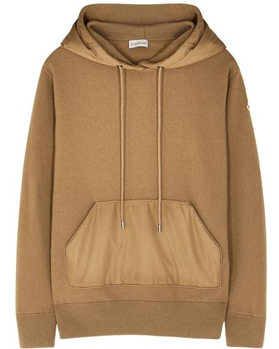 Moncler Camel Hooded Wool-Blend Sweatshirt - Brown