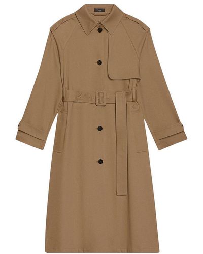 Theory Belted Trench Coat In Technical Twill - Natural