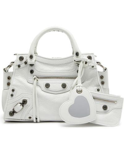 Balenciaga Neo Cagole Xs Leather Top Handle Bag - White