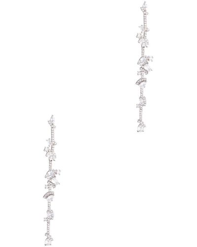 Fallon staggered Rhodium-plated Drop Earrings - White