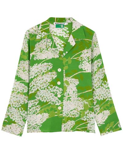 BERNADETTE Louis Floral-Print Silk Crepe De Chine Blouse - Green