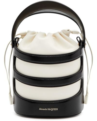 Alexander McQueen The Rise Leather Bucket Bag - White