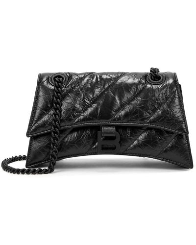 Balenciaga Crush Quilted Leather Shoulder Bag, Shoulder Bag - Black