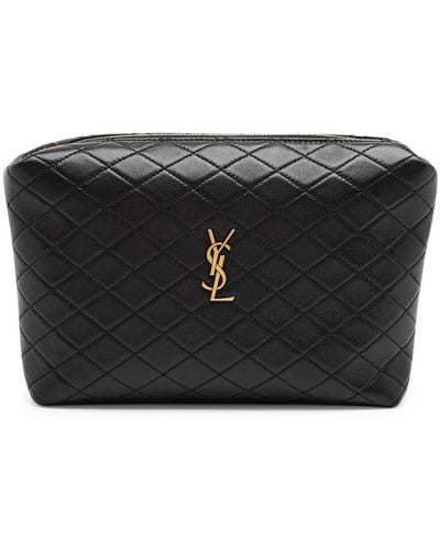 Saint Laurent Gaby Quilted Leather Pouch - Black