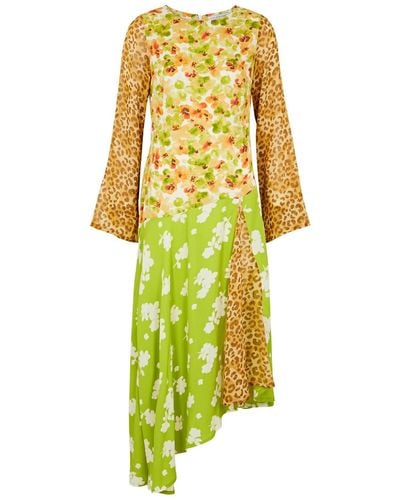 Never Fully Dressed Blair Printed Chiffon Midi Dress - Yellow