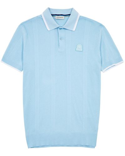 Sandbanks Logo Pointelle-Knit Polo Shirt - Blue