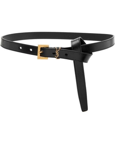 Saint Laurent Logo Leather Belt - Black