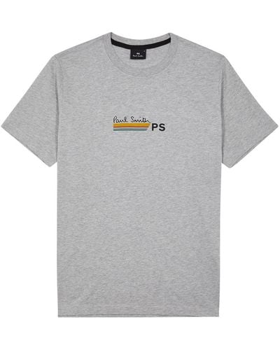 PS by Paul Smith Script Logo-print Cotton T-shirt - Gray