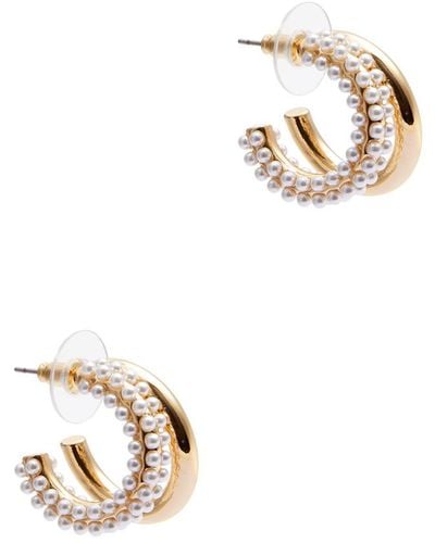 Kenneth Jay Lane Embellished Double Hoop Earrings - White