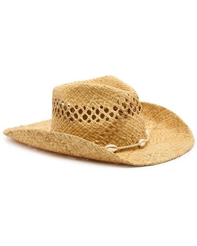 Lack of Color Seashells Embellished Straw Cowboy Hat - Metallic