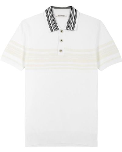 Wales Bonner Dawn Striped Knitted Polo Shirt - White
