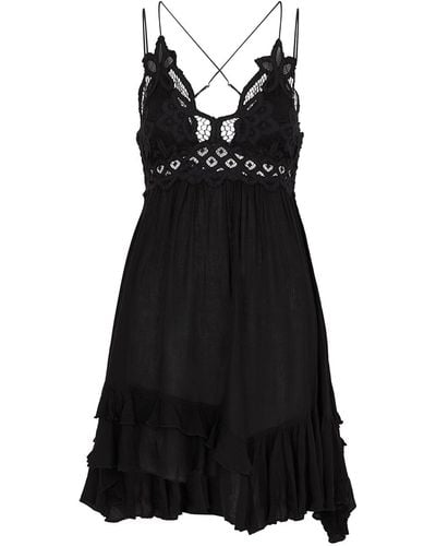 Free People Adella Crochet-Lace Mini Dress - Black