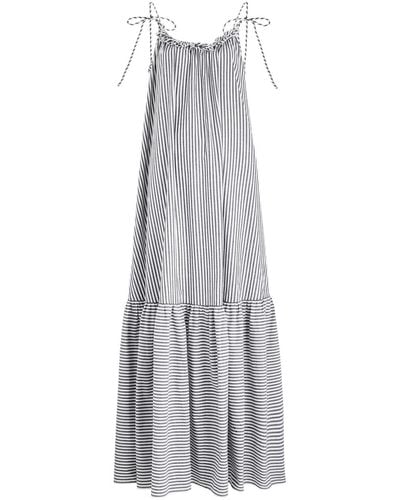 Bird & Knoll Bowie Striped Cotton Maxi Dress - Grey