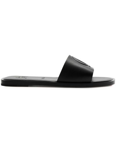 Christian Louboutin Cl Embossed Leather Sliders - Black
