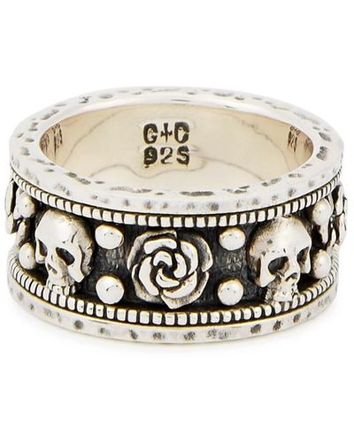 Clocks and Colours Brimstone Skull-Embellished Sterling Ring - White