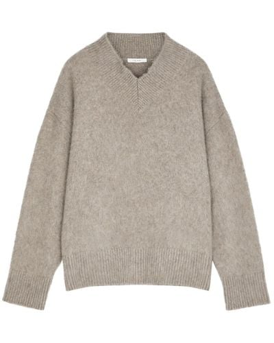 The Row Fayette Brushed Cashmere Sweater - Gray