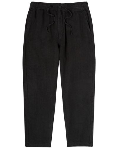 Wax London Kurt Tapered Linen Trousers - Black