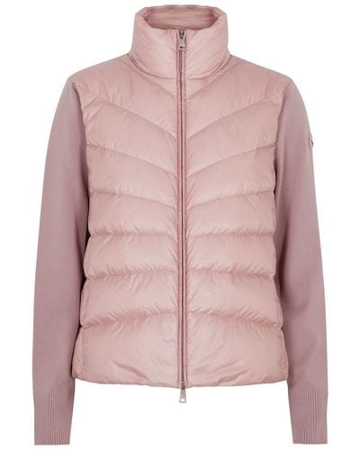 Moncler Quilted Shell And Wool Jacket - Pink