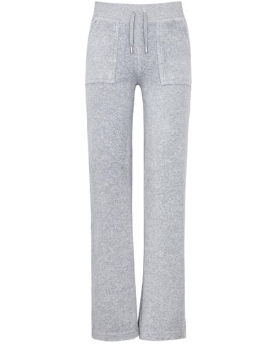Juicy Couture Del Ray Logo Velour Sweatpants - Gray