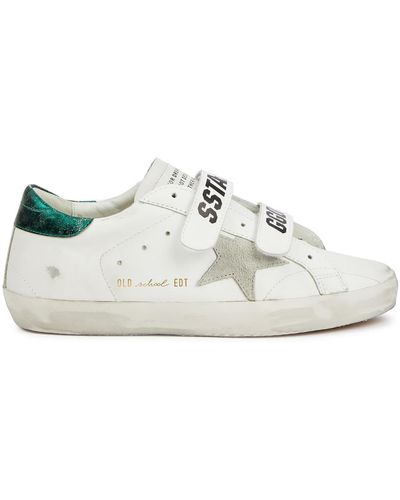 Golden Goose Old School Distressed Leather Sneakers - White