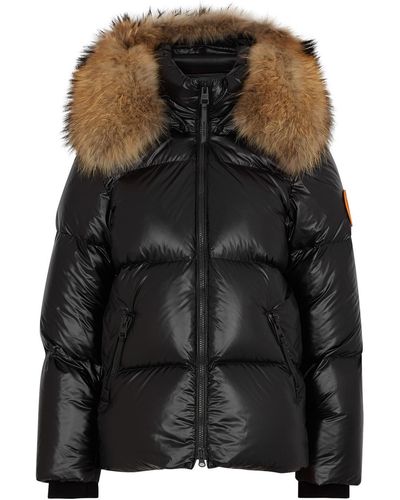 ARCTIC ARMY Fur-trimmed Quilted Shell Jacket - Black