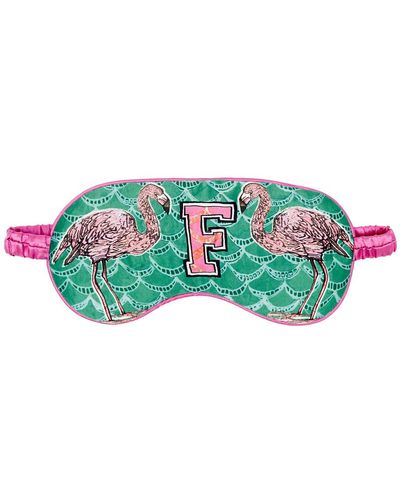 Jessica Russell Flint F Is For Flamingo Silk Eye Mask - Green