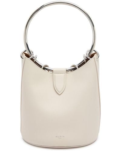Alaïa Ring Medium Leather Bucket Bag - White