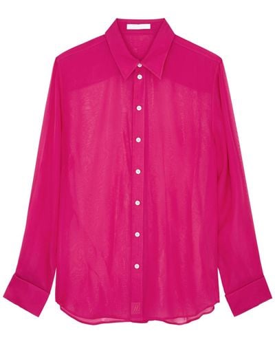Helmut Lang Sheer Silk-Chiffon Shirt - Pink