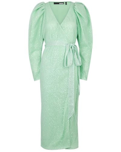 ROTATE BIRGER CHRISTENSEN Sequin-embellished Lace Midi Wrap Dress - Green