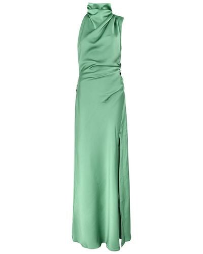 Misha Collection Constantina Ruched Satin Gown - Green