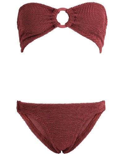 Hunza G Gloria Seersucker Bandeau Bikini - Red