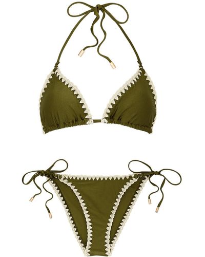 Zimmermann Junie Crochet-trimmed Triangle Bikini - Green
