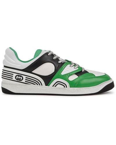 Gucci Basket Panelled Trainers - Green