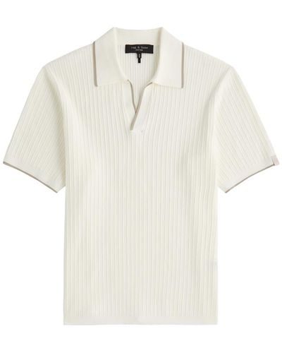 Rag & Bone Johnny Ribbed Cotton-Blend Polo Shirt - White