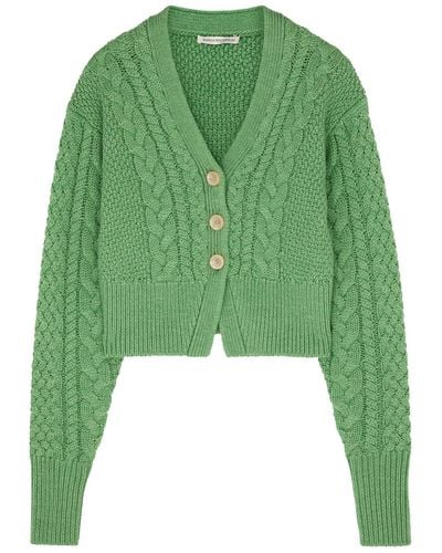 Emilia Wickstead Jacks Cable-knit Wool Cardigan - Green