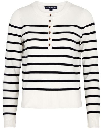 Veronica Beard Dianora Striped Knitted Sweater - White