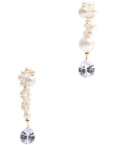 Completedworks Glitch Pearl And 14kt Gold Vermeil Drop Earrings - White
