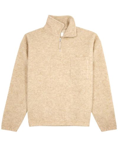 Universal Works Ramsay Wool-blend Half-zip Sweatshirt - Natural