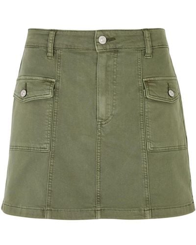 PAIGE Jessie Stretch-Denim Mini Cargo Skirt - Green