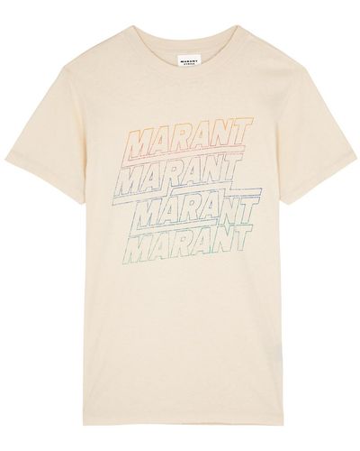 Isabel Marant Zoeline Logo-Print Cotton T-Shirt - Natural
