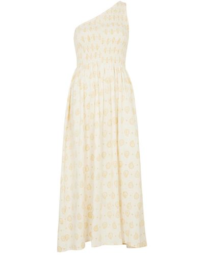 Cloe Cassandro Tara Printed Linen-blend Midi Dress - White