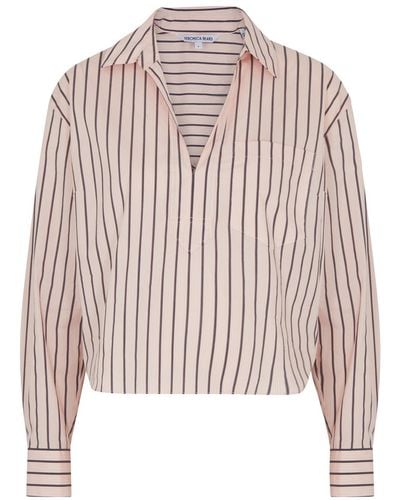 Veronica Beard Khai Striped Cotton-poplin Shirt - Pink
