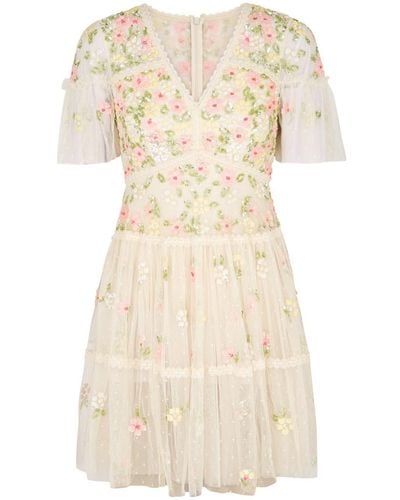 Needle & Thread Freesia Ditsy Sequin-embellished Mini Dress - Natural