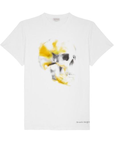 Alexander McQueen Obscured Printed Cotton T-Shirt - White